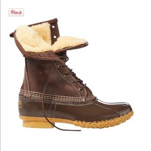 LL Bean 10” Shearling-lined Bean Boot, size 7